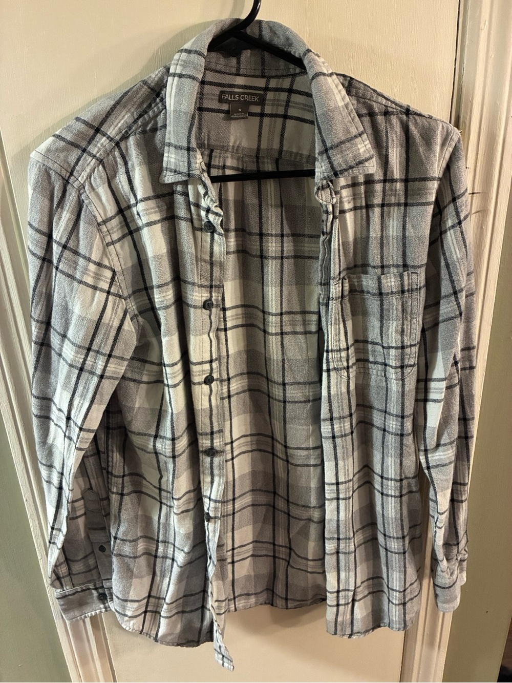 Men's Fall Creek Long Sleeve Flannel Shirt Gray/Black Size Small Button Up Plaid